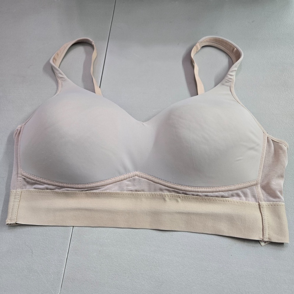 Rhonda Shear Women Bra Xl Beige Longline Wireless Lightly Lined Cross Back